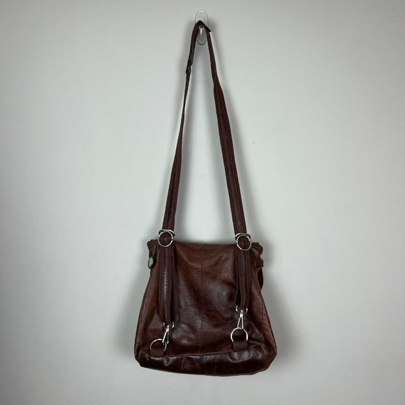 The Sak Ventura Bag Brown Distressed Leather Convertible Backpack Crossbody - Picture 9 of 16